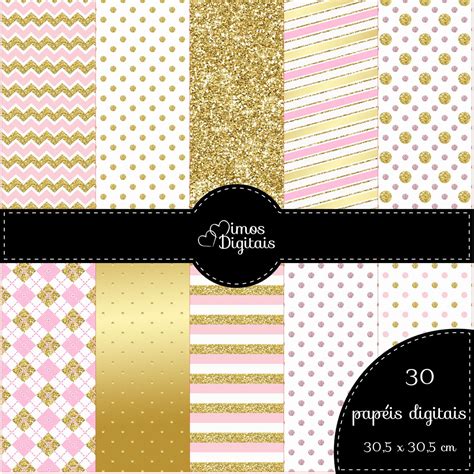 Kit Digital Minnie Rosa E Dourado Elo Produtos Especiais