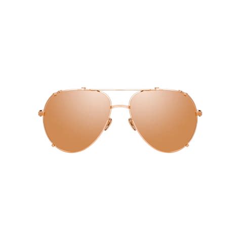 Linda Farrow Newman Aviator Sunglasses In Rose Gold Lfl C Sun