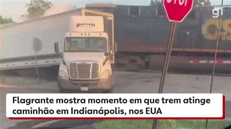 Vídeo flagra momento em que trem atinge caminhão parado em ferrovia de