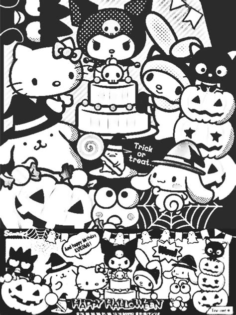 Sanrio Halloween coloring page Kawaii | Black and white posters, Hello ...