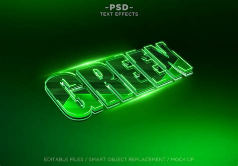 Effet De Texte Modifiable Vert 3D PSD Premium