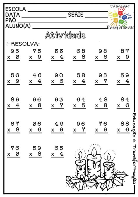 Blog Educação e Transformação Natal adição subtração e multiplicação