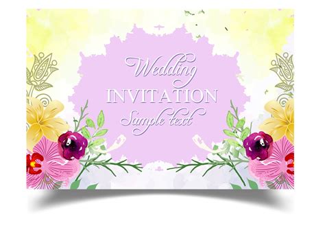 Wedding Invitation Card With Beautiful Blooming Floral Watercolor
