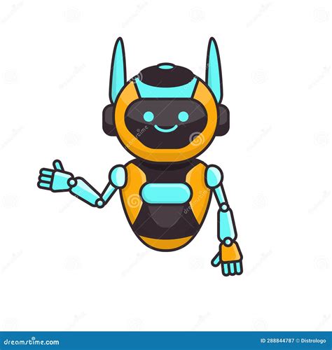 Robot Presenting Or Welcoming Gesture Vector Illustration Cute Robot