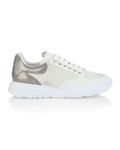 Alexander McQueen Leather Court Trainer Linetecular Low Top Sneakers In