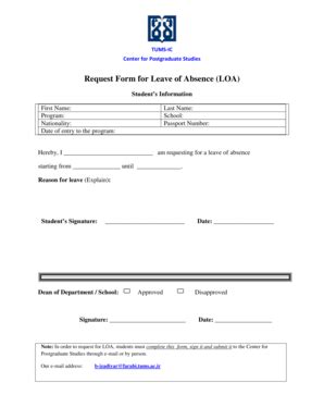 Fillable Online Request Form For Leave Of Absence Loa Fax Email Print