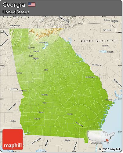 Free Physical Map Of Georgia Shaded Relief Outside Bank Home