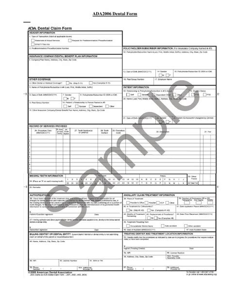 Ada Dental Claim Form Pdf Fillable Printable Forms Free Online