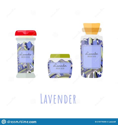 Tres Botellas De Vidrio Diferentes Con Lavanda Seca Ilustraci N Del