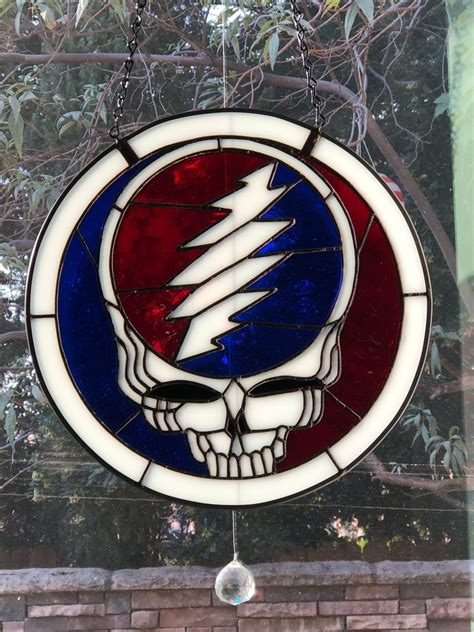 Grateful Dead Steal Your Face Stained Glass Window Hanging Etsy