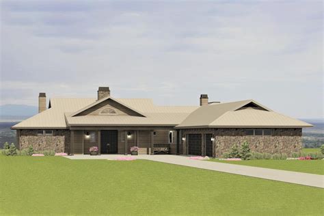 Country Ranch House Plan With Two Porches And A Breezeway 28902jj