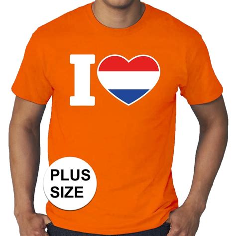 Oranje I Love Holland Grote Maten Shirt Heren Grote Maten Oranje