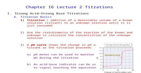 Chapter 16 Lecture 2 Titrations Istrong Acid—strong Base Titrations Atitration Basics 1