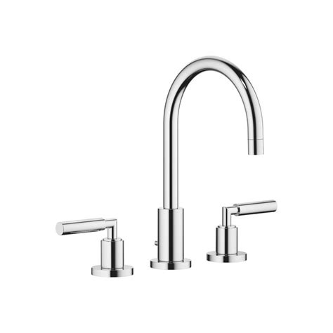 Tara Polished Chrome Washbasin Faucets Three Hole Lavatory Mixer With