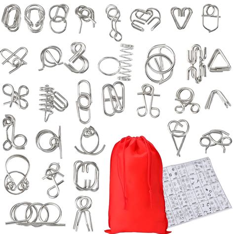 72 Pcs Metal Brain Mmf7 Teaser Puzzle With Pouch Metal Puzzle For Adult Wire Brain Teasers