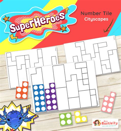 Superheroes Number Tile City Scapes Superheroes EYFS Resources