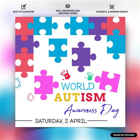 Premium Vector World Autism Awareness Day Social Media Instagram