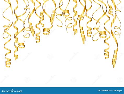 Horizontal Background Golden Streamers Bended Different Lengths Stock Vector Illustration Of