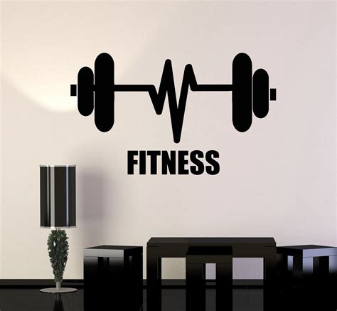 Vinyl Wall Decal Fitness Barbell Bodybuilding Sports Gym Stickers