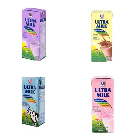 Jual Ultra Milk 200ml Coklat Full Cream Strawberry Taro 200ml