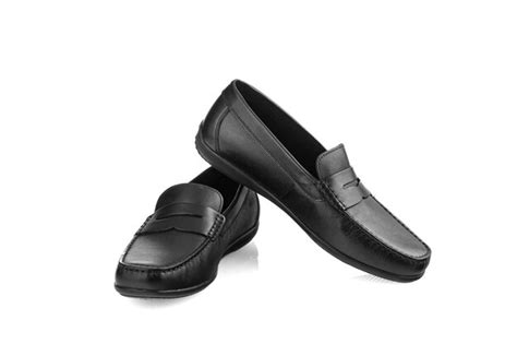 Premium Photo Mens Pair Of Black Moccasins On Isolated White Background