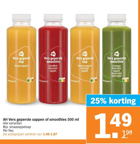 Ah Vers Geperste Sappen Of Smoothies Ml Aanbieding Bij Albert Heijn