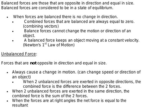 What Is Balanced And Unbalanced Force