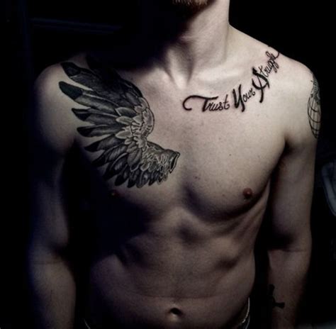 Wonderful Wing With Quotes Tattoos Design For Men Tatuagens