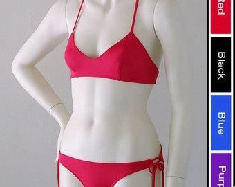 Retro High Waisted Bikini Bottom In Red Blue Purple Green