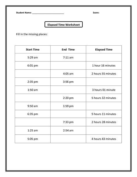 Printable Time Elapsed Worksheets Activity Shelter