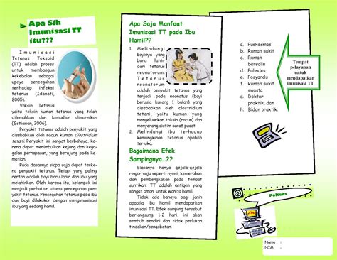 Amaliah Ilmiah Contoh Leaflet Tetanus Toxoid Promkes