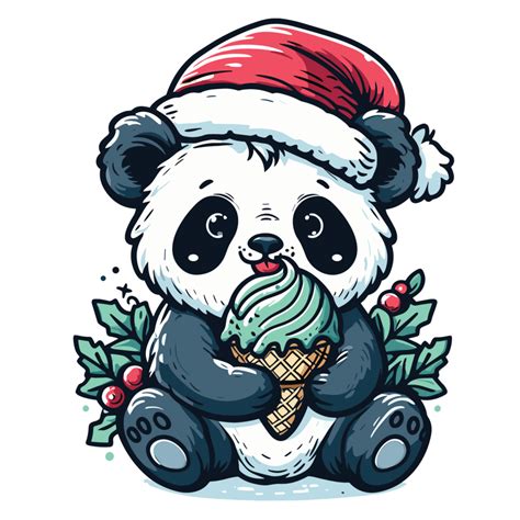 Beautiful Christmas Panda Wearing Santa Hat Ai Generative 33823882 Png