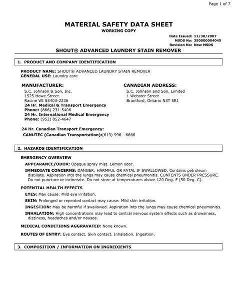 Pdf Material Safety Data Sheet · Classified In Accordance With Hazard