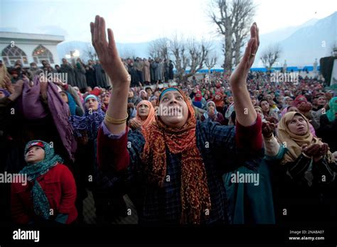 Kashmiri Muslim Women Pray As The Head Priest Unseen Displays A Relic