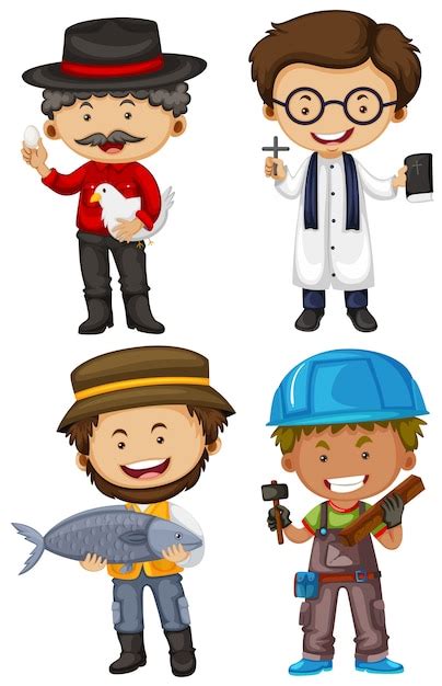 Premium Vector Different Men Doing Different Jobs