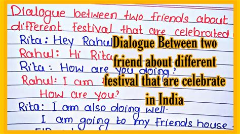 Dialogue Between Two Friends About Different Festival That Are