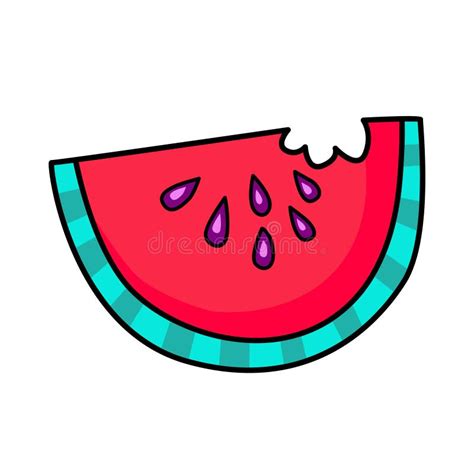 Slice Of Watermelon Doodle Illustration Stock Vector Illustration Of