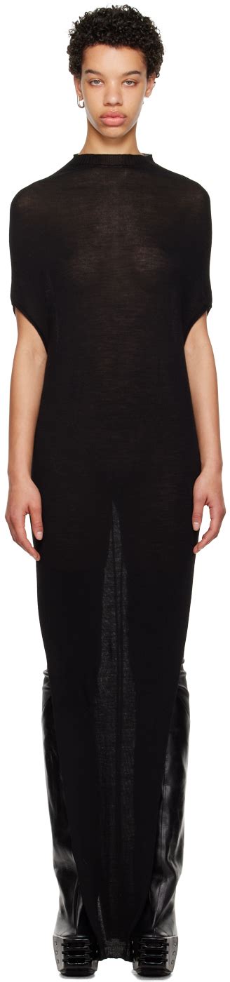 Black Crater Maxi Dress By Rick Owens On Sale