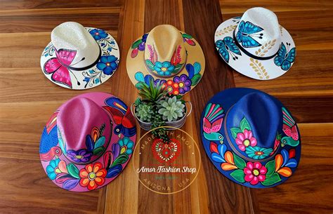 Bird Designs Authentic Hand Painted Cowboy Fedora Hats Sombrero