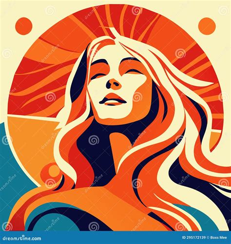 Beautiful Woman With Long Hair Vector Illustration In Retro Style Stock Vector Illustration