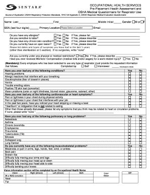 Fillable Online Formrouter Occupational Health Services Pre Placement