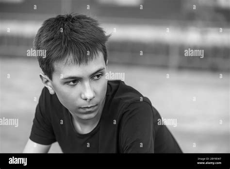 Black male teen Black and White Stock Photos & Images - Alamy