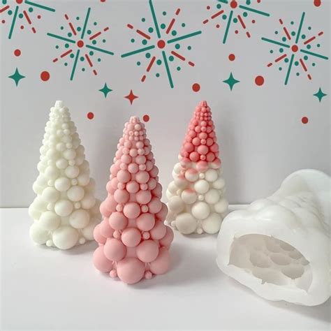 3D Moule Bougie Sapin de Noël Moule en Silicone pour Bougie à Bulles