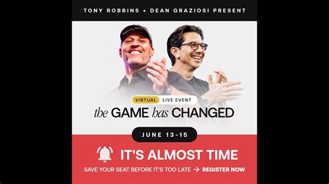 The Game Has Changed Days Virtual Event An Invitation From Tony