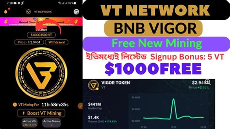 Vt Network Free New Mining App Bnb Vigor Signup Bonus