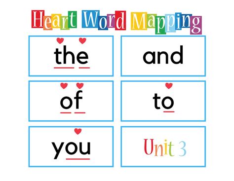 Heart Word Flash Cards Free