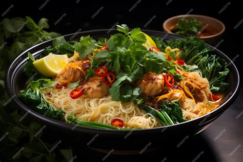 Premium Ai Image Khao Soi Gai Thai Main Course On A Colorful Plating Plates Bowls Northern