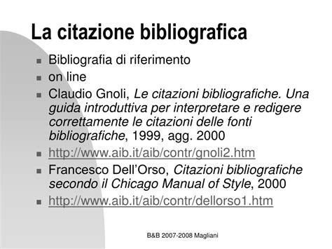 PPT Elementi Di Bibliografia 4 La Citazione Bibliografica PowerPoint