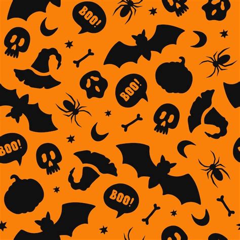 Premium Vector Halloween Seamless Pattern With Bat Ghost Spider