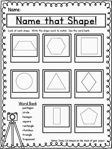 Printable Shapes Worksheets For Grade 1